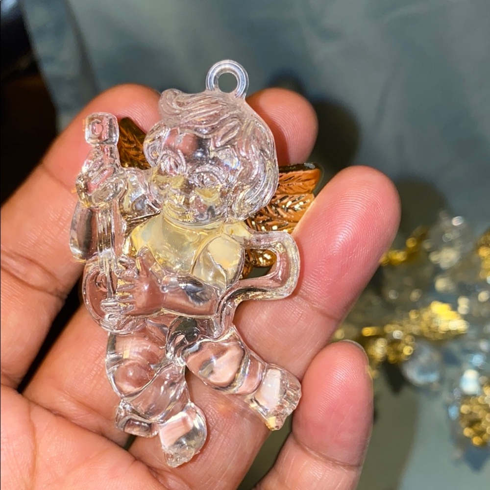 BX44 Bundle of Gold and Clear Decorative Angel and Glass Dove Ornaments 6 Doves - Picture 7 of 9
